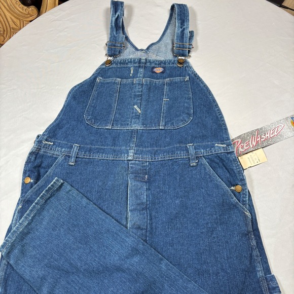 Dickies Other - Dickies Overalls Men 38x32 Blue Denim Bib R8396PS Prewashed Workwear Vintage